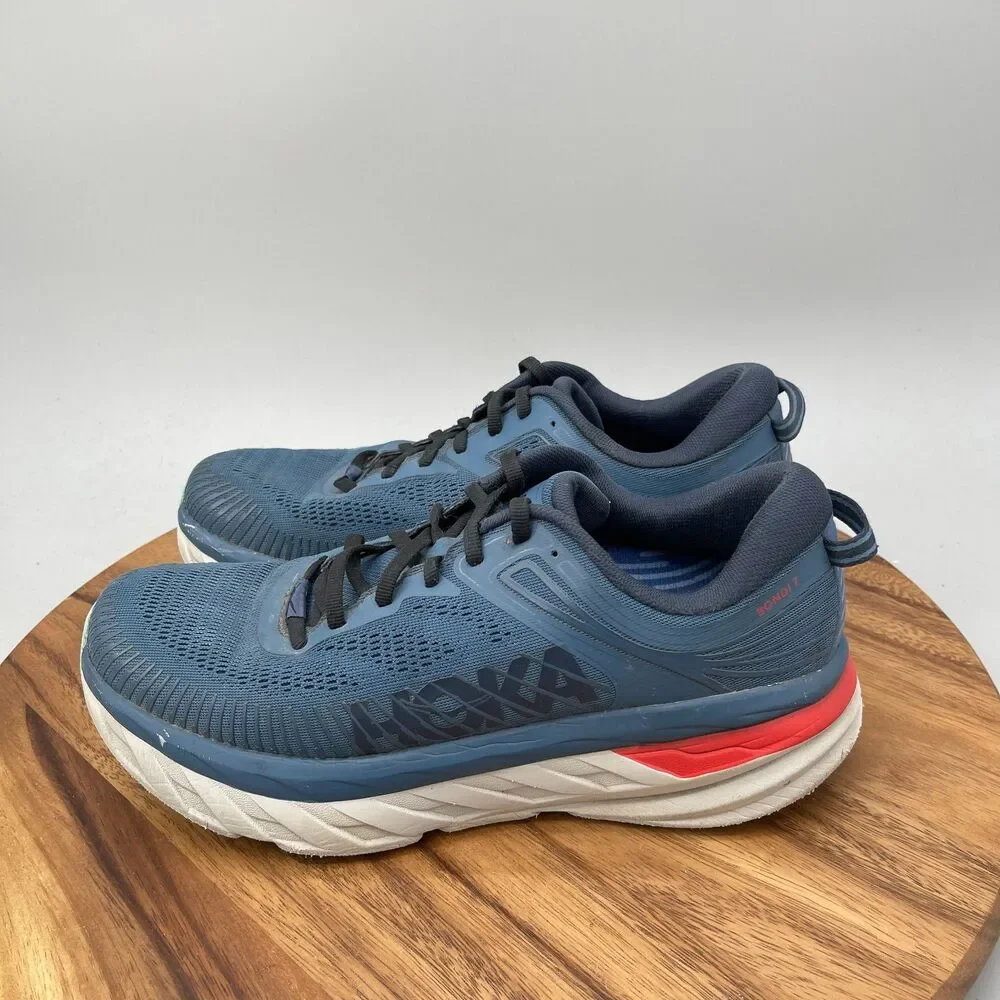 Hoka One One Bondi 7 Shoes Mens Size 10 Blue Road Running Comfort Walking Gym